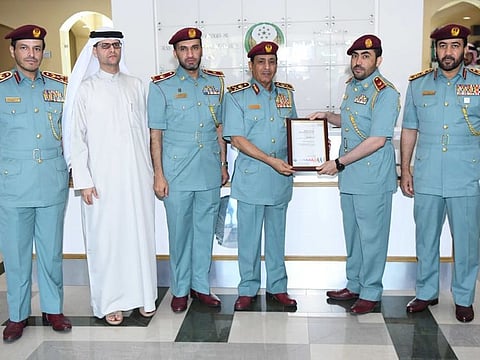 The certificate was handed over by representative of SGS Gulf LTD to Major General Ali Abdullah Bin Alwan Al Nuaimi, Commander-in-Chief of Ras Al Khaimah Police