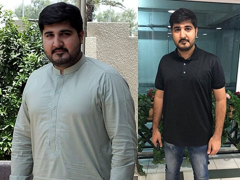 Muhammad Ali Muhammad Khalil before (left) and after