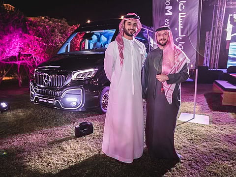 HE Eissa Abdul Jalil Al Fahim General Secretary of Abdul Jalil Al Fahim Family Charity Foundation with a VIP guest and the Sprinter VIP