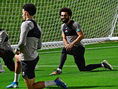 Liverpool's Mo Salah trains in Doha