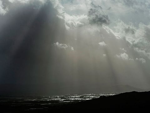 Flooded fields are pictured in Xinzo de Limia, on December 21, 2019, following heavy rains over northwestern Spain.