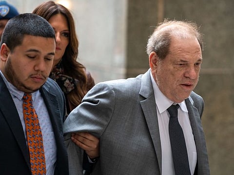 NEW YORK, NEW YORK - DECEMBER 6: Movie producer Harvey Weinstein arrives at criminal court for a bail evacuation hearing related to his sexual assault case on December 6, 2019 in New York City. The Oscar-winning producer appeared in court for a proceeding to evaluate his bail in part of reforms set to take effect Jan. 1 throughout New York State. David Dee Delgado/Getty Images/AFP
== FOR NEWSPAPERS, INTERNET, TELCOS & TELEVISION USE ONLY ==