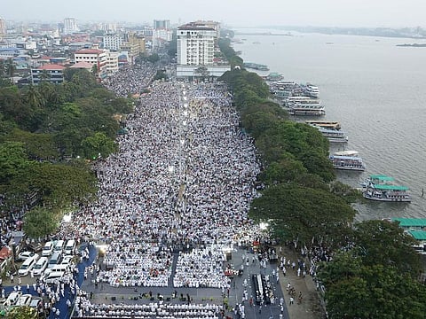 In this photo taken on January 1, 2020 protesters gather for a demonstration against India's citizenship law, at a rally in Kochi in southern Kerala state