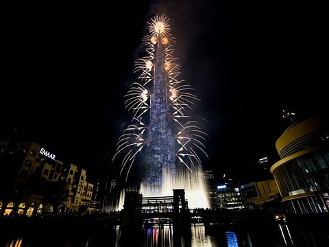 Fireworks at Burj Khalifah on New Year's Eve to welcome 2020