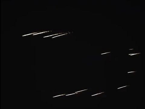 Streaks of light lit up the Dubai sky right before the NYE countdown at Burj Khalifa