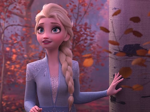 ENCHANTED FOREST -- In Walt Disney Animation Studios’ “Frozen 2,” Elsa (voice of Idina Menzel) finds herself in an enchanted forest that is surrounded by a mysterious and magical mist. “Frozen 2” opens in U.S. theaters on Nov. 22, 2019. © 2019 Disney. All Rights Reserved.