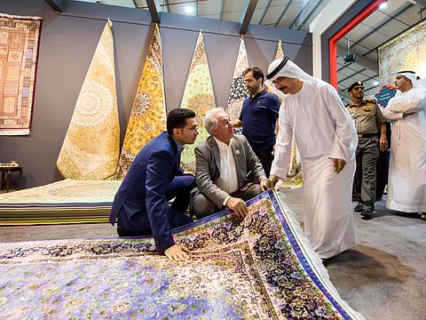 Sultan Bin Sulayem, Chairman and CEO at DP World Group take a tour after opening the 25th edition of the Carpet Oasis Exhibition. Photo: Virendra Saklani/Gulf News
