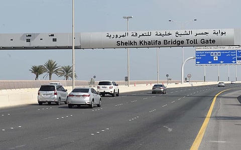 View of the Shaikh Khalifa Bridge toll gate Abu Dhabi activate the road toll system on 2nd JAN 2020 photo; Atiq Ur Rehman /Gulf News