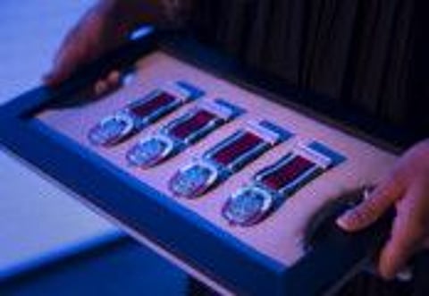 ABU DHABI, UNITED ARAB EMIRATES, March11, 2014:
Scenes from the 2013 Abu Dhabi Awards ceremony on Tuesday, March 11, 2014, where 8 new recipients received the prestigious award and a medal of honor from His Highness Sheikh Hazza bin Zayed al Nahyan, National Security Advisor for the United Arab Emirates and Vice Chairman of the Abu Dhabi Executive Council, during the colorful ceremony at the Emirates Palace in Abu Dhabi.
(Photo / Silvia Razgova)