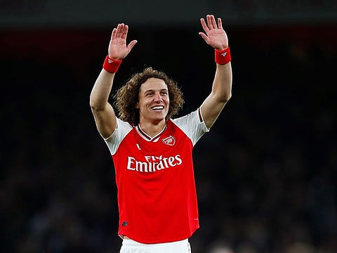 Arsenal's David Luiz celebrates after the match.