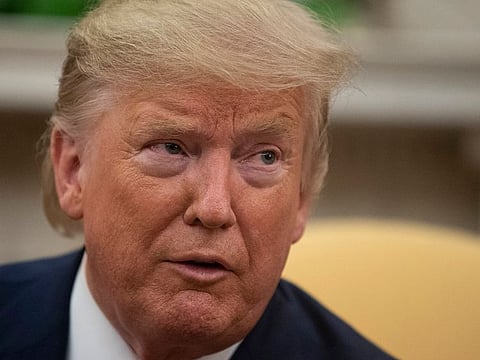 US President Donald Trump speaks during a meeting with Greek Prime Minister Kyriakos Mitsotakis in the Oval Office of the White House, Tuesday, Jan. 7, 2020, in Washington.