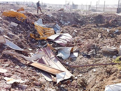 General view of the debris of the Ukraine International Airlines, flight PS752