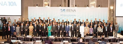 delegates at 10 General assembly of the International Renewable Energy Agency in Abu Dhabi. The Assembly kicked off Abu Dhabi Sustainability Week 2020.