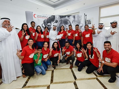 Jingles, the group of Indian expats who sang carols across homes to collect funds for leukemia patients, have collected over Dh650,000 and handed over to Rashed Ali Alyammahi, Head of Fundraising Division, from Emirates Red Crescent, in Dubai. 7th January 2019 Photo: Ahmed Ramzan/ Gulf News