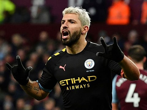Sergio Aguero struck a hat-trick for Manchester City against Aston Villa.