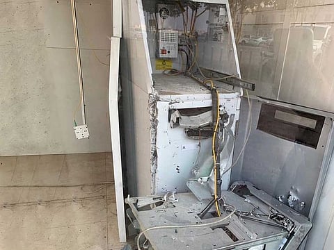 The damaged ATM in Ghayathi industrial area.