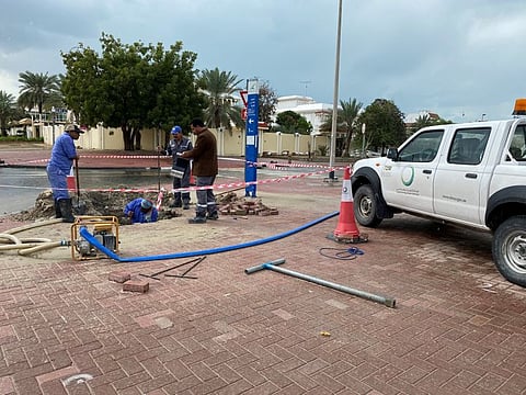 Caption: Dewa employees have been carrying out repair works on water pipelines that were damaged at various locations during the unusually heavy rainfall in the past few days.
Photo Sajila Saseendran