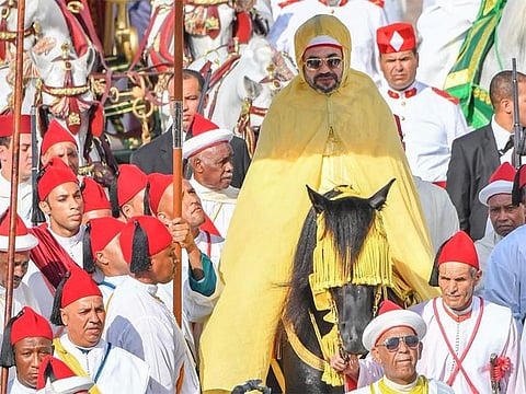 King Mohammed VI during a ceremony at his palace in Tetouan to mark the 20th anniversary of his accession to the throne July 31, 2019.
