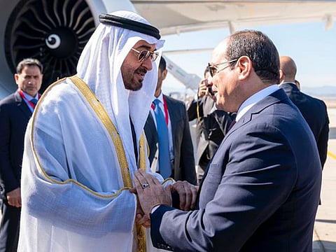 Mohamed Bin Zayed meets Al Sissi in Egypt.