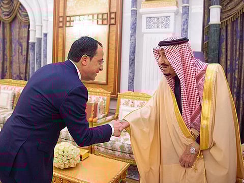 Cyprus foreign minister Nikos Christodoulides met on Sunday with Saudi King Salman Bin Abdul Aziz in the Saudi capital of Riyadh.