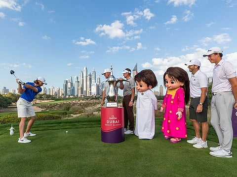 From left, Tommy Fleetwood, Bryson DeChambeau, Sergio Garcia and Josh Hill are among the contenders for the Omega Dubai Desert Classic.