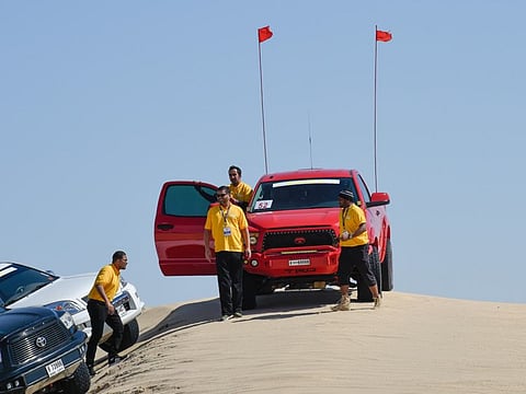 Marshal's at the 39th edition of Gulf News Overnighter Fun Drive 2020 enroute Tilal Swaihan in the Al Ain region. Photo: Ahmed Ramzan/ Gulf News