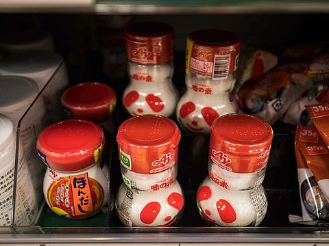 Monosodium glutamate (MSG) products of the Ajinomoto food company are displayed at a supermarket in Tokyo.
