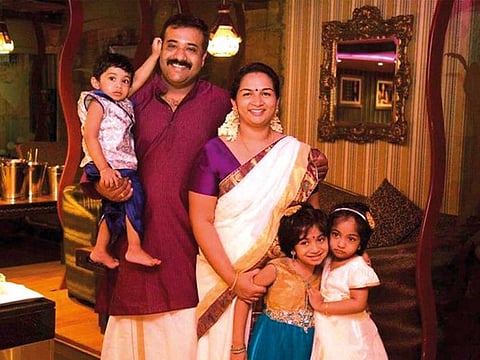 Praveen Krishnan Nair and his family. The UAE-based Nair family was in Nepal to celebrate the birthdays of their three children, all of who were born in January. They all died of asphyxiation, along with three others who were in the same hotel room.