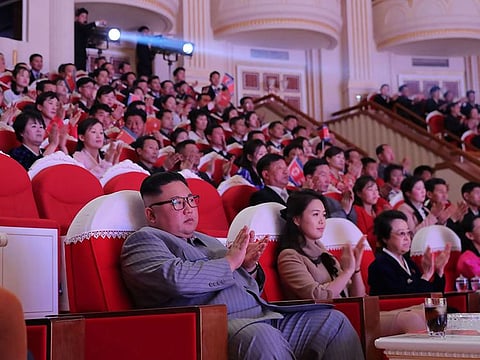 This picture taken on January 25, 2020 and released from North Korea's official Korean Central News Agency (KCNA) on January 26 shows North Korean leader Kim Jong-Un attending a performance celebrating the Lunar New Year in Pyongyang.
