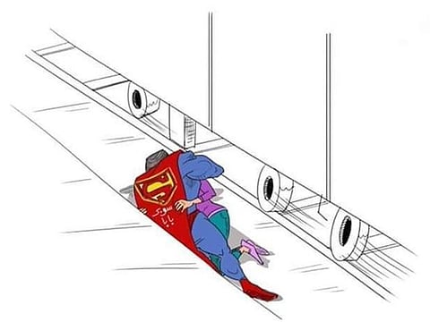 A cartoon going viral on social media of the father who threw himself on tracks to save daughter