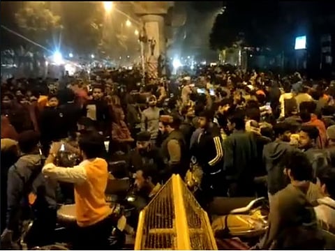 The scene at Jamia university on Sunday night.