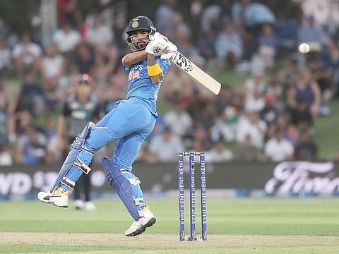 India’s KL Rahul bats during the fifth Twenty20 match against New Zealand at the Bay Oval in Mount Maunganui on February 2, 2020.