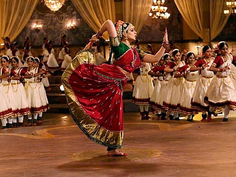 Bollywood actress Kangana Ranaut performs during the shooting for her next film 'Thalaivi' which is a biopic on Jayalalithaa, in Chennai.