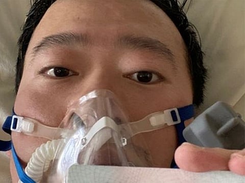 Dr Li Wenliang as he lie in quarantine after being infected by coronavirus