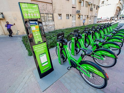 The new Careem Bike stand in Karama near the ADCB Metro Station in Dubai surprised residents this week when it cropped up overnight