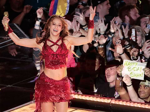 Singer Shakira performs, during the halftime show at the NFL Super Bowl 54 football game between the San Francisco 49ers and Kansas City Chiefs', on February 2, 2020, in Miami Gardens, Florida.