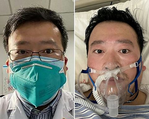 This combination of pictures created on February 7, 2020 shows undated photos obtained on February 7, 2020 of Chinese doctor Li Wenliang whose death was confirmed on February 7 at the Wuhan Central Hospital, China. The death of the ophthalmologist whose early warnings about China's new coronavirus outbreak were suppressed by the police has unleashed a wave of anger at the government's handling of the crisis -- and bold demands for more freedom.