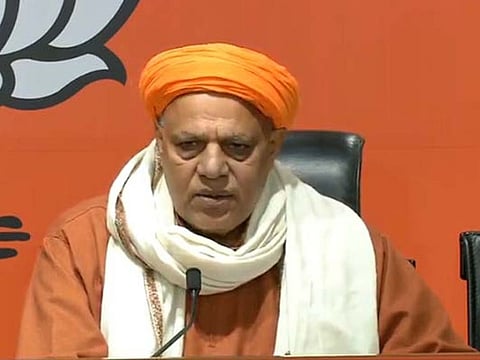 BJP leader Virendra Singh Mast addresses a press conference at the party's headquarters in New Delhi on December 26, 2019.