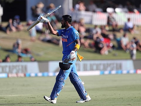 KL Rahul after his century against New Zealand in the third One-day International earlier this year.