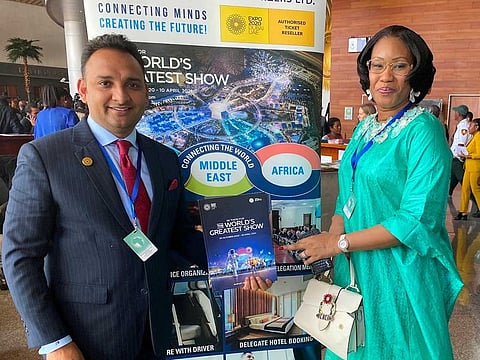 Sajid Barkat, CEO, AS World Group and Ndiaye Ramatoulaye Diallo,  Minister of Culture in Mali at the 33rd AU Summit.