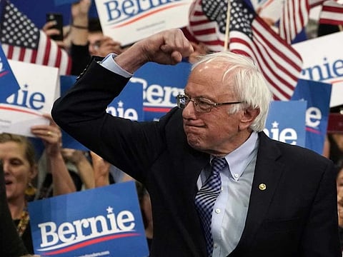 Democratic presidential hopeful Vermont Senator Bernie Sanders