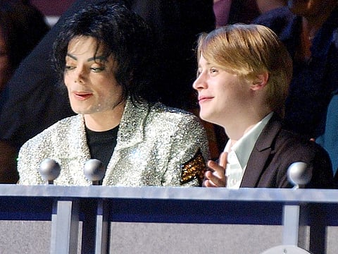 Michael Jackson and Macaulay Culkin at the Madison Square Garden in New York City, New York .
AFP