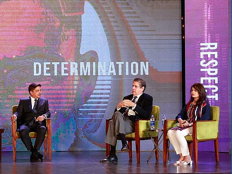 Dr Tabassum Khan, Stefano Pontecorvo, Italy’s Ambassador to Pakistan and Najia Ashar, broadcast journalist at the panel discussion to launch the Tolerant Pakistan campaign in Karachi.
