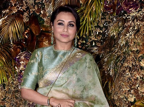 Maharashtra, Feb 05 (ANI): Bollywood actress Rani Mukerji at Armaan Jain and Anissa Malhotra's wedding celebration in Mumbai on Tuesday. (ANI Photo)