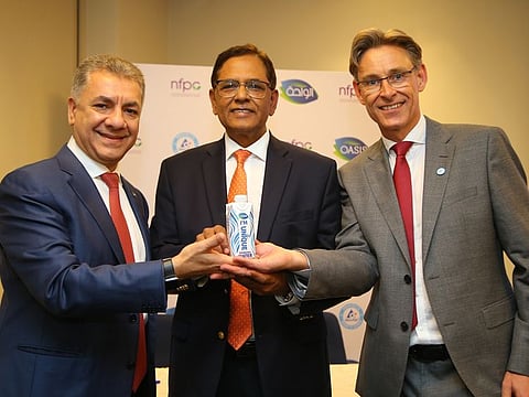 From left: Amar Zahid, President of Tetra Pak, GME&A; Iqbal Hamzah, Group CEO of NFPC; and Niels Hougaard, Managing Director of Tetra Pak, Arabia