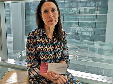 British Member of Parliament Debbie Abrahams at the Indira Gandhi International Airport in New Delhi on Monday, Feb. 17, 2020. Indian officials denied the British lawmaker entry after she landed at New Delhi's Indira Gandhi International Airport, according to Harpreet Upal, an accompanying aide.