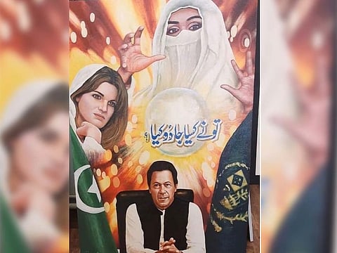 Jemima Goldsmith shared a Lollywood-style poster featuring her, Imran Khan and Bushra Bibi