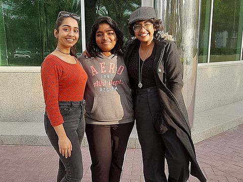 Left to right: Zainab Ujjaini, Mabel Roy and Imnah Varghese are first year Indian students, currently pursuing Journalism from Middlesex University Dubai.