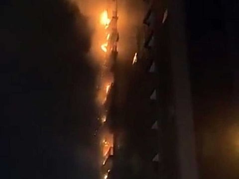 A fire broke out at Duja Tower in Dubai on Thursday.