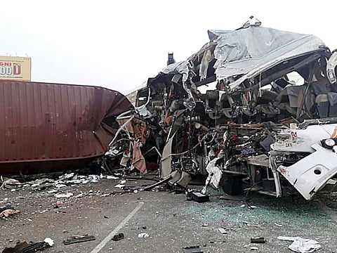 At least 20 people dead in the collision between a Kerala State Road Transport Corporation bus and a truck near Avinashi town on Tirupur district on Thursday.